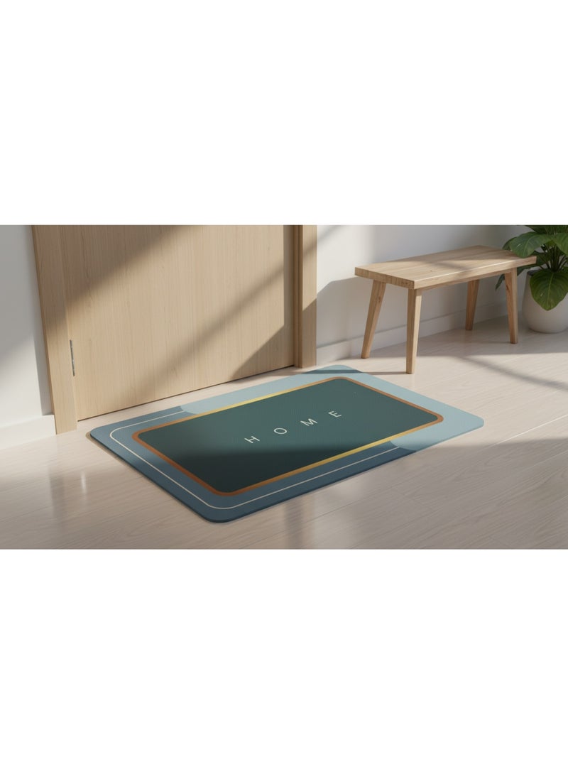 Super Absorbent Non-Slip Bath & Kitchen Mat - Quick Dry Rubber Rug (40x60cm), Modern Design Petrol Blue & Gold, Perfect for Door Entry - Image 5